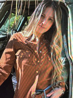 John Wayne Western Pearl Snap Button Down Brown Floral