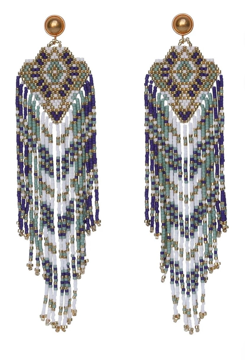 Azure Beaded Earrings