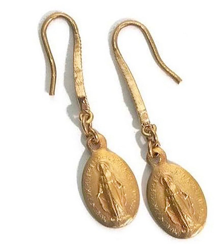 Gold Pure Medallion Earrings Good Tidings Style - Mary