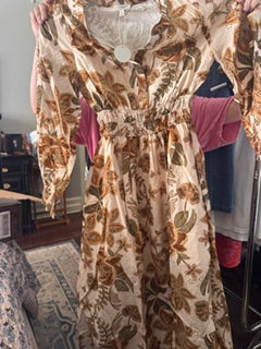 Floral printed midi dress Fall colors Oddi