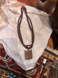 Copper navajo pearls with pendant costume