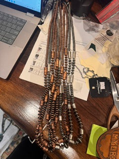 Copper/Silver Copper/Turq Navajo pearls with Embleshment