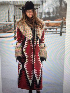 Red/Black & White Clay Long Coat