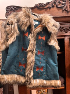 Teal Green Chateau Vest with fur