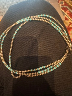 Silver & Blue Navajo pearl necklace costume