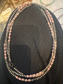 Silver & light pink Navajo pearl necklace costume