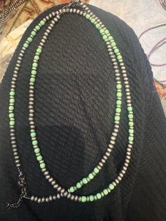 Silver & Green Navajo pearl necklace costume