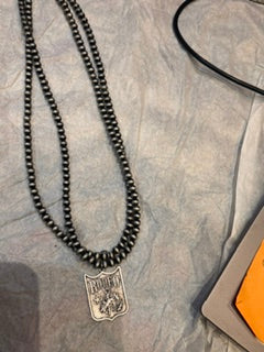Silver Navajo Pearls with Rodeo Horse Pendant