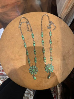 Silver Green Flower pendant Costume