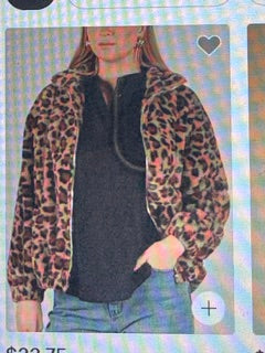 Leopard print fleece Zip Bomber Jacket