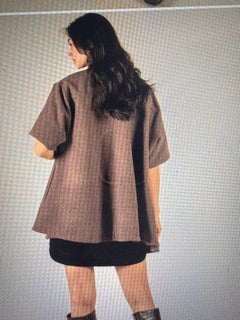 Mocha 3/4th sleeve button up wool jacket