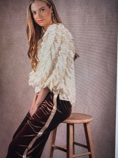Chocolate Velvet Pants with stripe