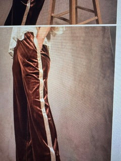 Chocolate Velvet Pants with stripe
