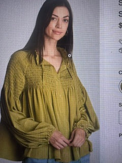 Satin Tealeaf Balloon Top Sleeve