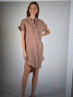 Plum Mineral Washed gauze frayed edge shirt