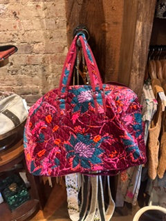 Cranberry Velvet Duffle Bag