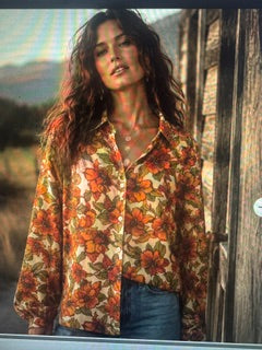 Lil Bees Wild Fire Woman Magnolia Flower Blouse