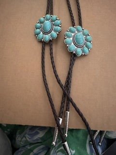 Brown Rope Bolo with Turq Stone