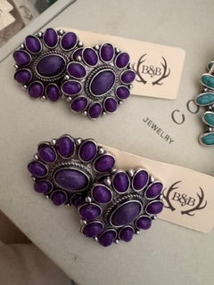 Purple Flower Stone Earrings