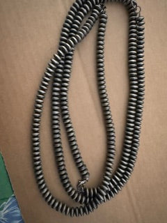 Silver inspired patina Navajo beads large