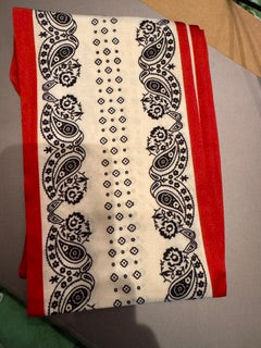 Ribbon Scarves Western Reddish & White Navy