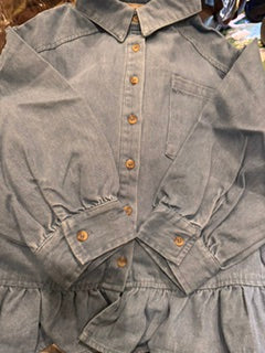 Med Wash Button Up Shirt Top