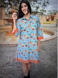 Isla Payal Blue Palma Mini Corduroy Dress
