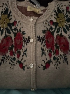Isla Payal Rosette Sweater Tan with Flowers
