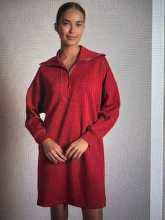 P.Cill Quarter Zip Up Long Sleeve Dress Cherry Red