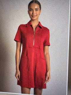 P.Cill Short Sleeve Quarter Zip Modal Dress Cherry Red