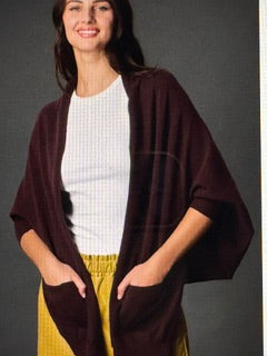 Open Style Cropped Cardigan Dark Cocoa
