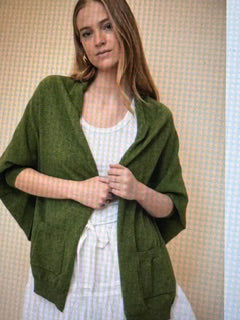 Open Style Cropped Cardigan Spruce
