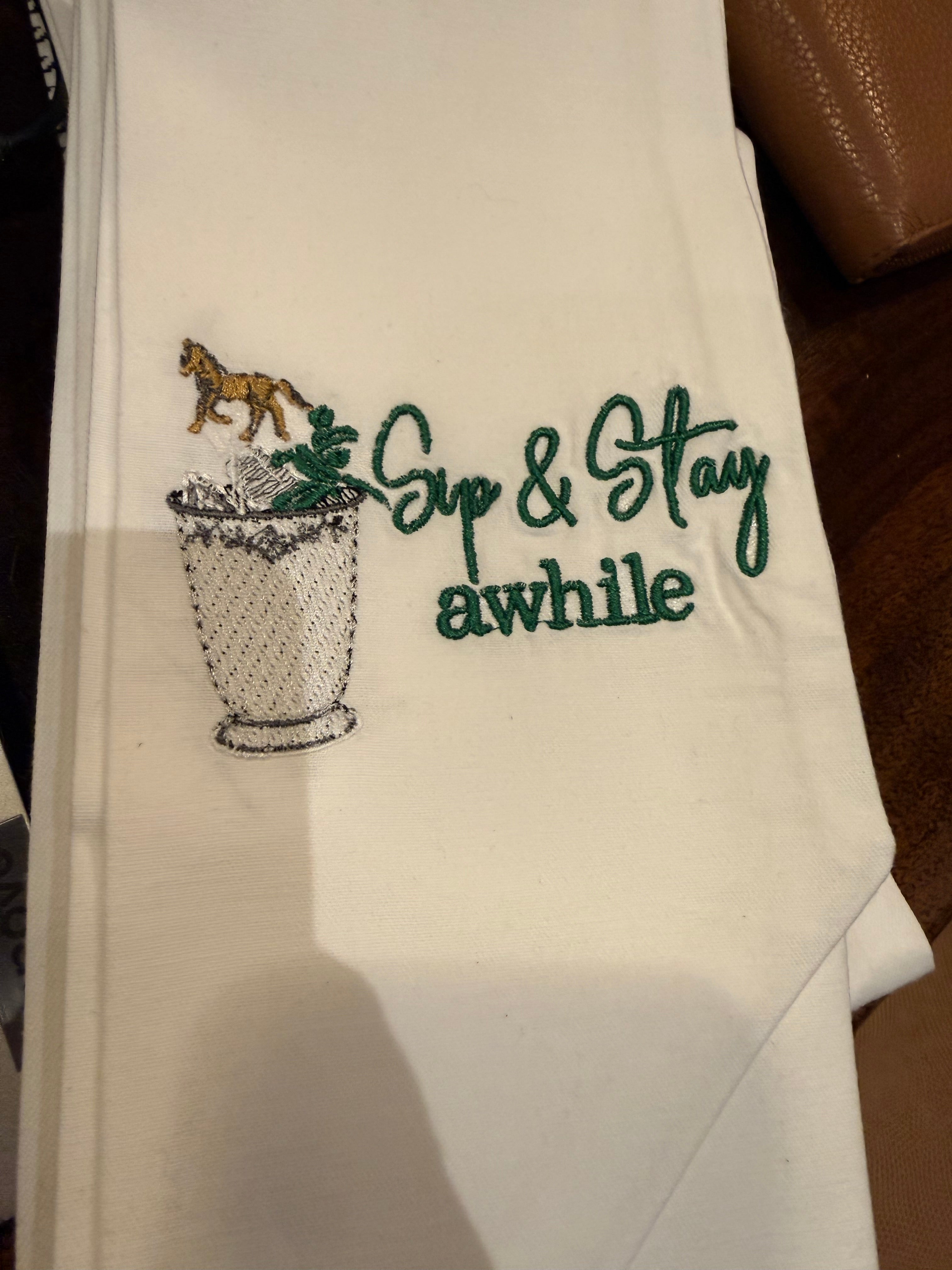 Sip and Stay Awhile Wreath Sash