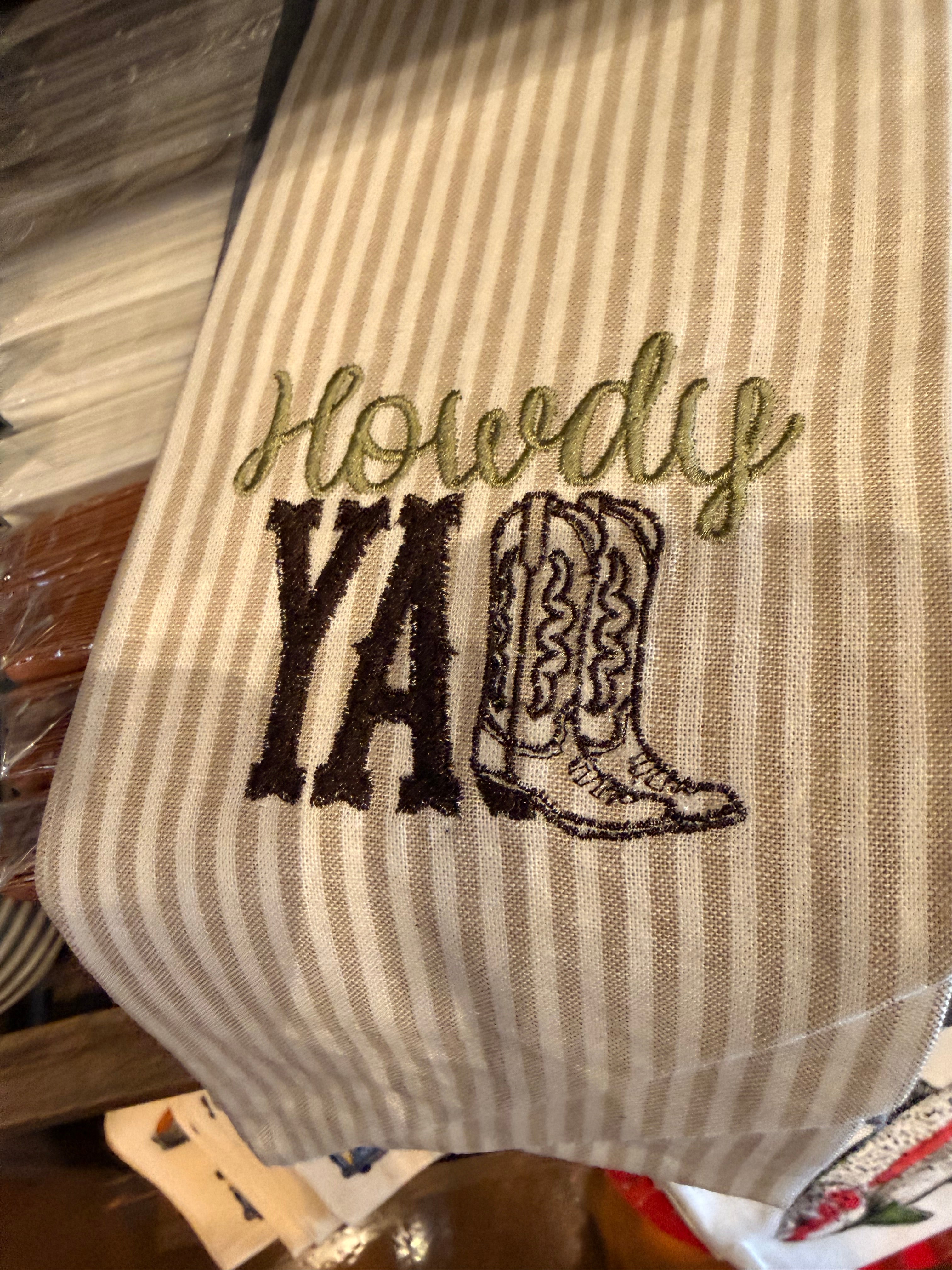Howdy Yall Tan Stripe Wreath Sash