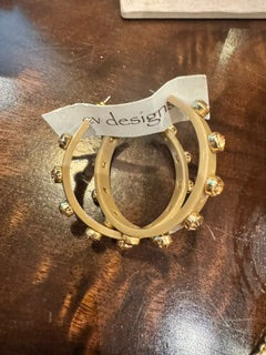 Taupe Hoop Earrings with Diamonds- CV Designs