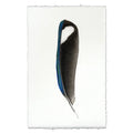 Magpie Feather in Frameless Leather and Steel Hanger