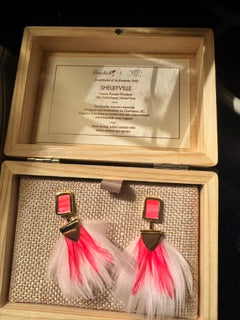 Brackish Shelbyville Earrings Hot Pink Feathers