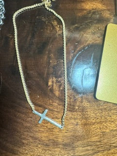 Gold Chain with Silver Cross CV Designs