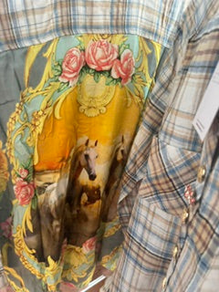 Western Babe Ivory/Gold Plaid Button Down Shirt