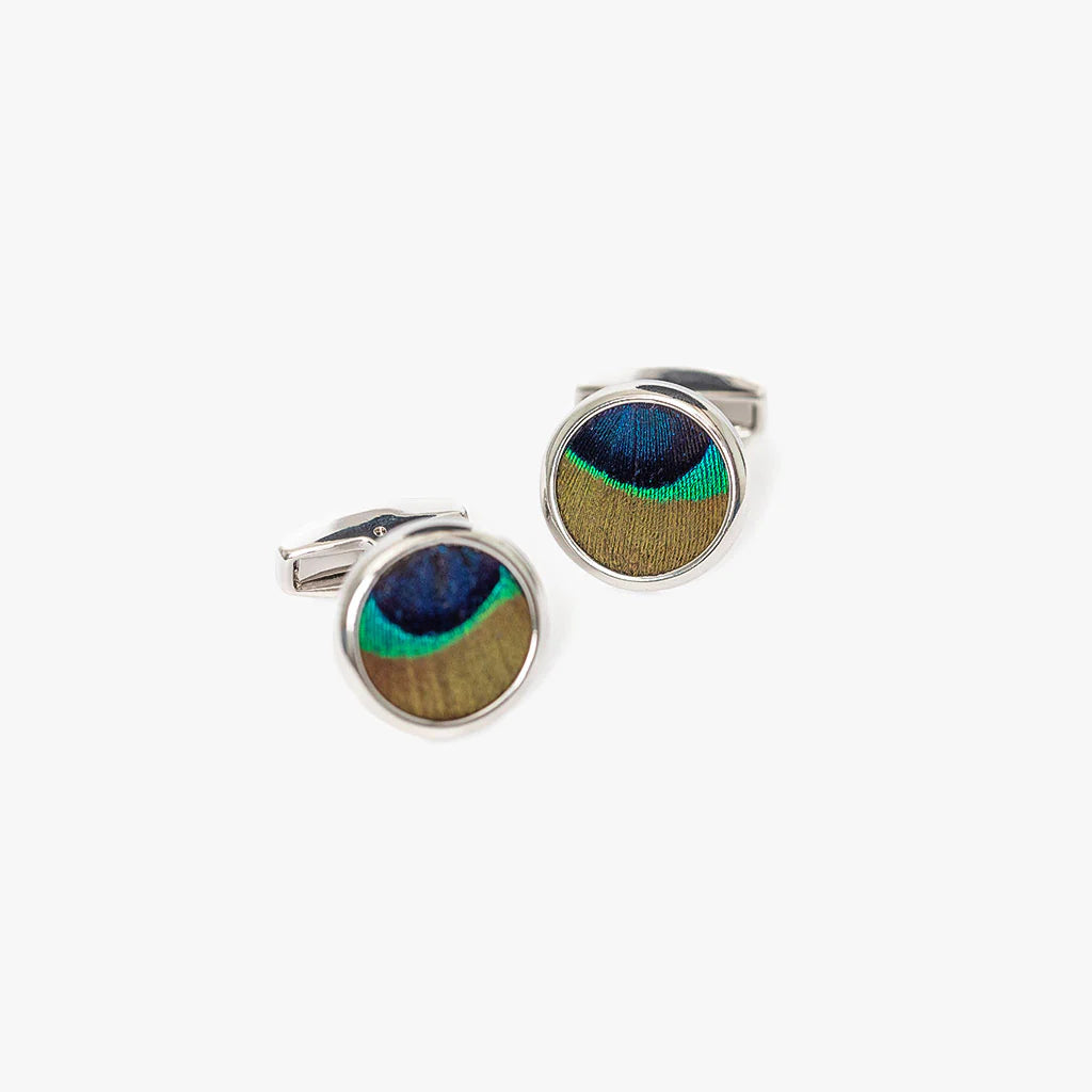 Capers Peacock Feathers Cufflinks and Studs