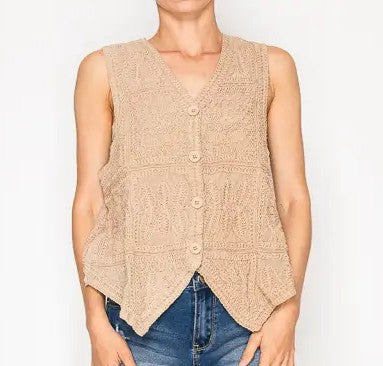 Linen Embroidered Vest