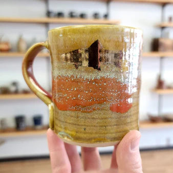 Golden Rainbow Trout Pottery Coffee Cup