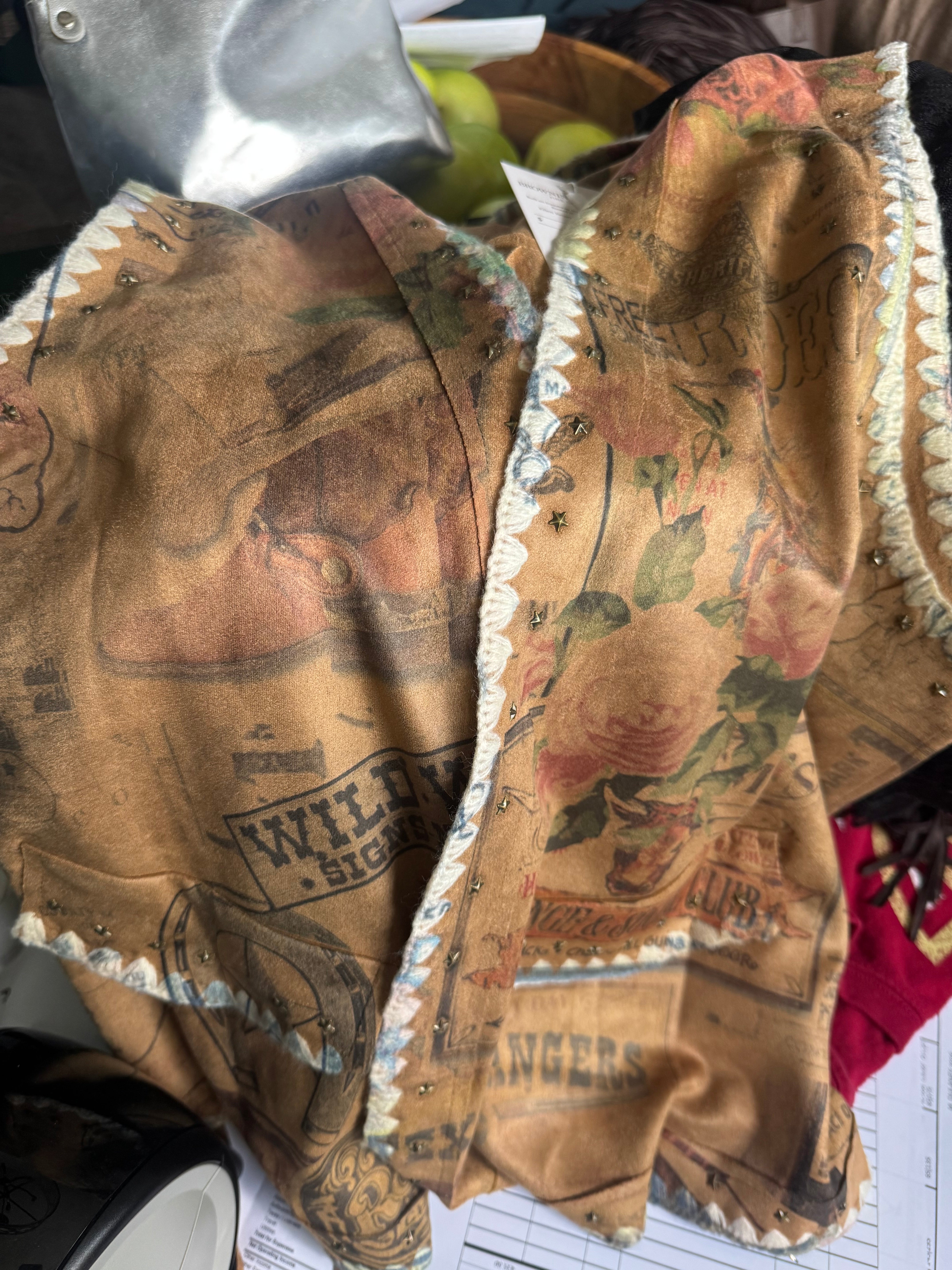 Suede Western Pattern Vest