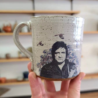 Johnny Cash Tribute Pottery Coffee Cup