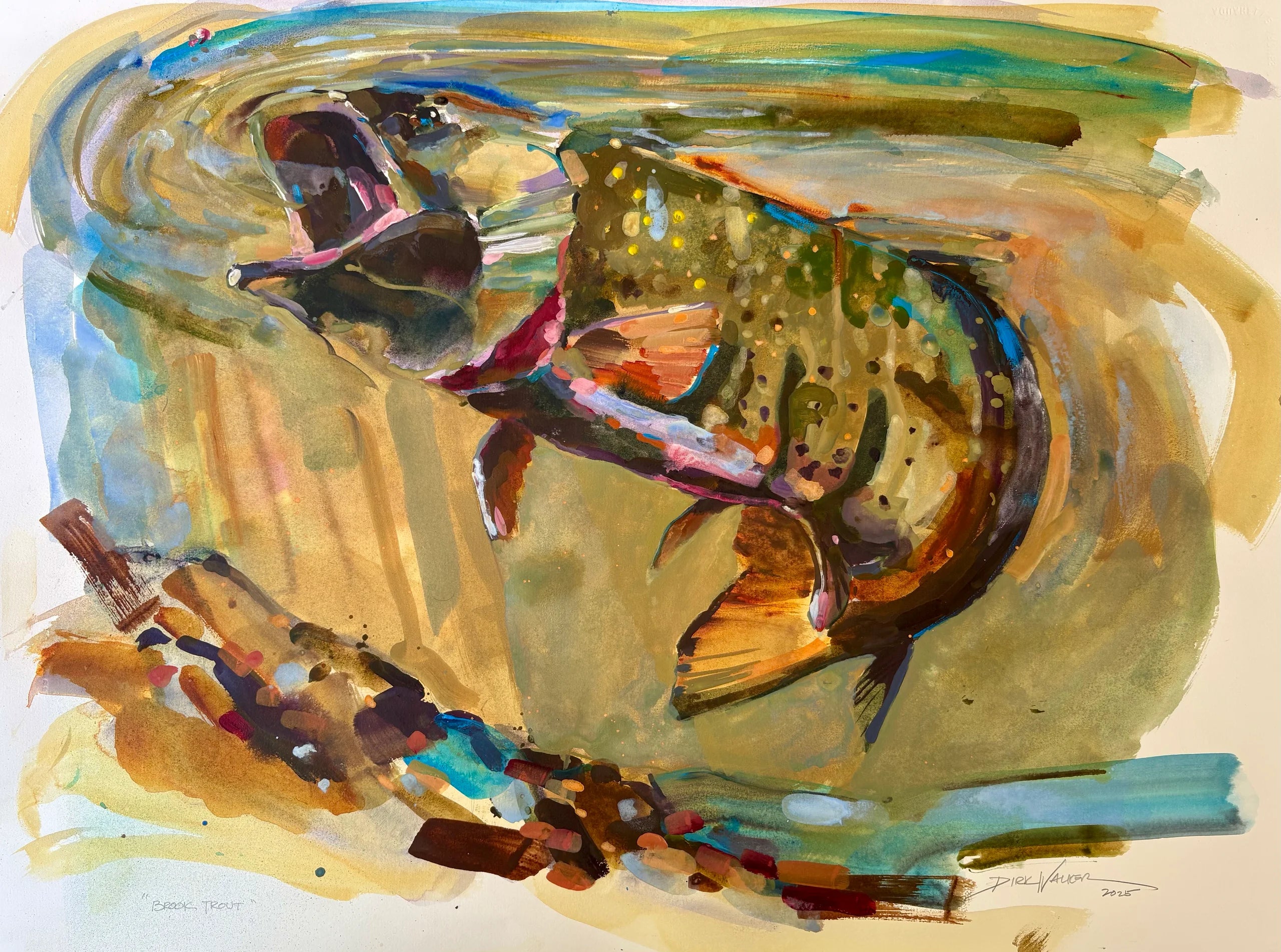 Rhythms of the Riverbed Framed Original 24x36 Watercolor