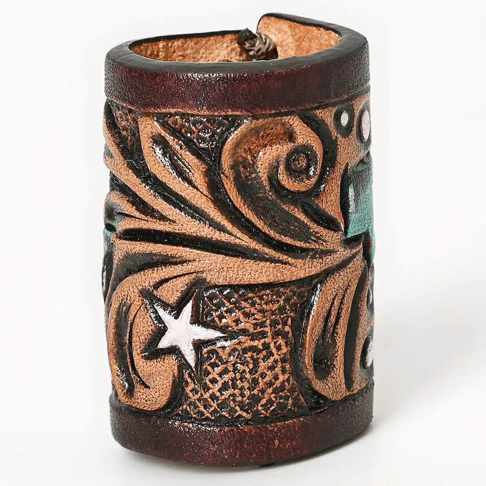 Leather stamped scarf slider