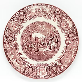 John Wesley Teaching Indians Pink Plate